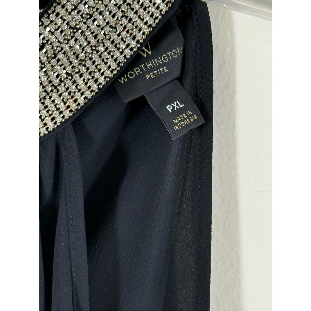 Worthington Black Embellished Rhinestone Halter Top Dressy - Picture 2 of 7